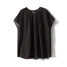 佛系裸感衣轻如蝉翼圆领短袖衬衫女2025年夏季新品，女装衬衫，梦白服饰厂