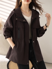 现货！贵夫人中长款风衣女2025年秋季新款收腰时尚气质春秋外套，女装风衣，沐七七