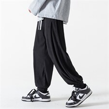 2022款冰丝黑白条纹无影墙九分裤男宽松束脚运动休闲裤K23663-P45，男装休闲裤，电商A082