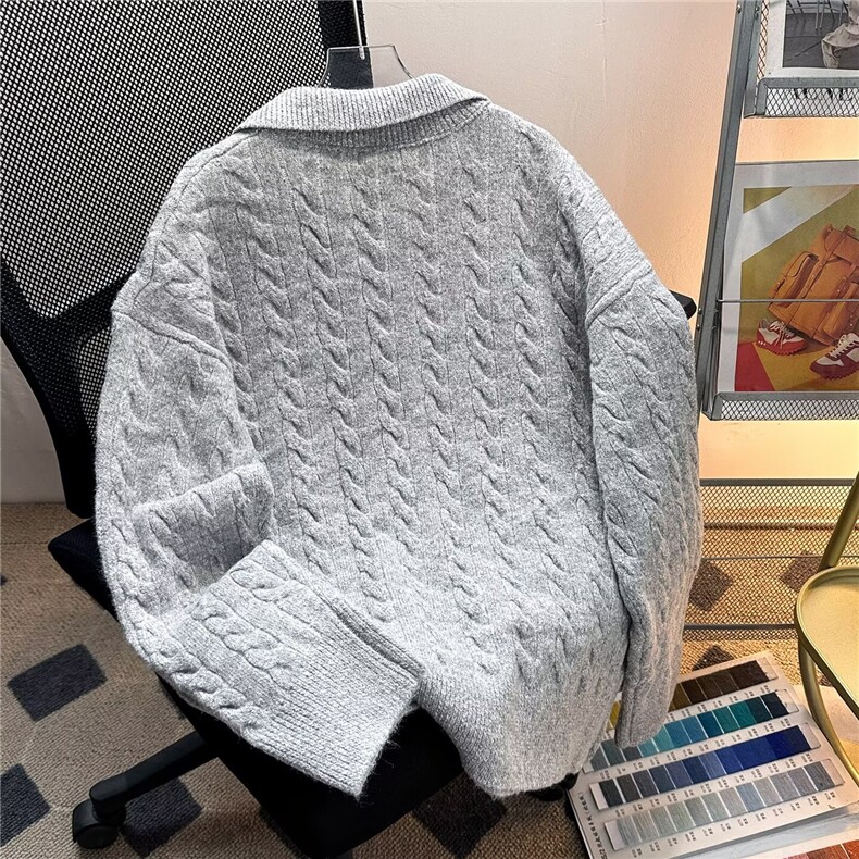 复古加厚假两件polo领针织衫宽松保暖休闲男女休闲毛衣3522P60,男装针织衫/毛衣,星座410-2