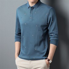 男士2023春秋季新款长袖T恤中青年休闲POLO条纹上衣男PL22321-P70，男装Polo衫，星座1105-3