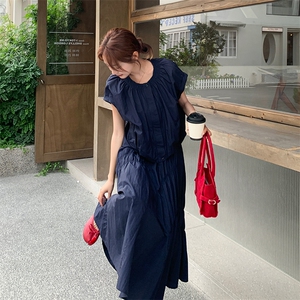 韩系简约休闲百搭圆领短袖衬衫女2025夏季新款高腰显瘦半身裙套装图片