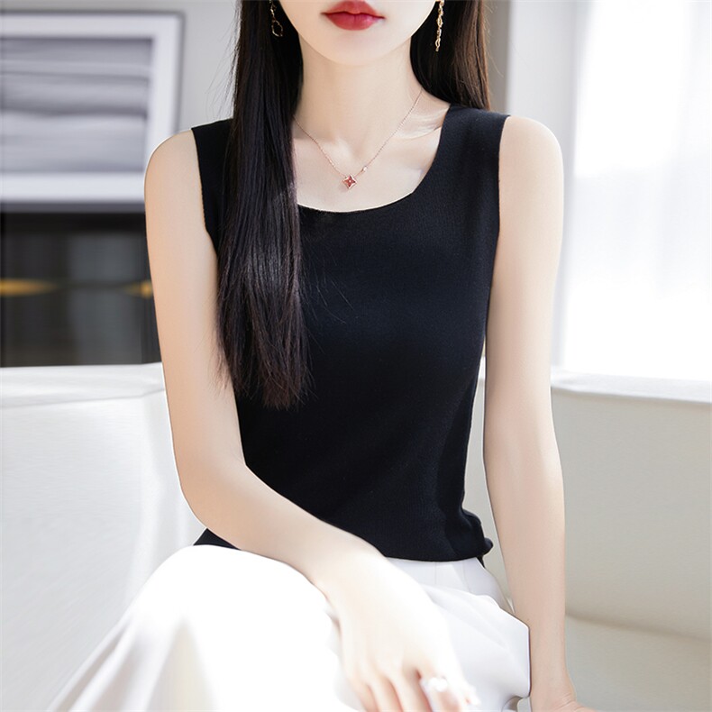 针织吊带背心女2025夏季方领西装内搭打底上衣短款小个子外穿美背,女装背心吊带,朝思羊绒