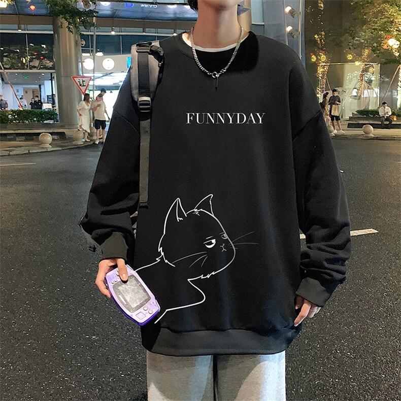 S6149-P28 加绒款-P33 秋季圆领卫衣男大码韩版宽松长袖外套图片