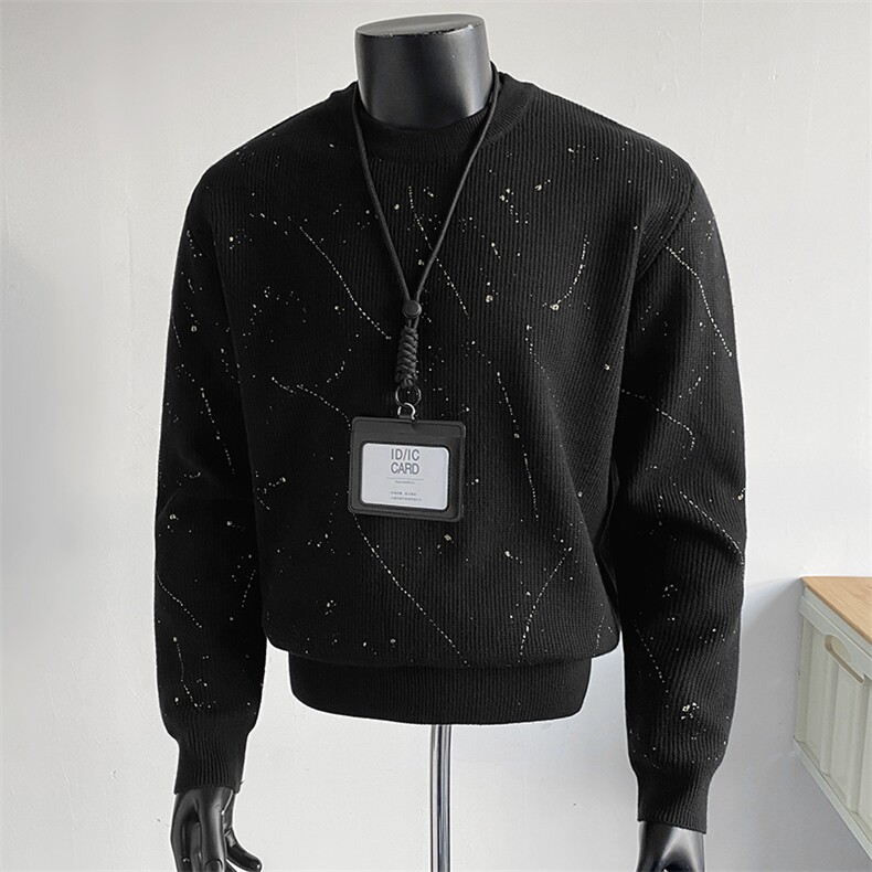 假模图B216MY5152P85秋冬装男士圆领漆点印花毛衣老钱风，男装针织衫/毛衣，电商B216（原B302）