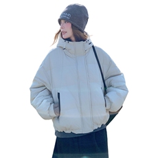 韩版宽松时尚减龄连帽羽绒服女冬季2025新款气质减龄白鸭绒面包服，女装羽绒服，2D013