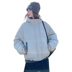 韩版宽松时尚减龄连帽羽绒服女冬季2025新款气质减龄白鸭绒面包服图片
