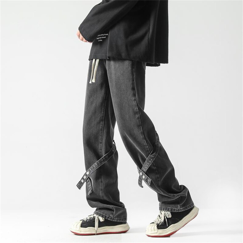 绑带潮牌牛仔裤直筒B342-K7024-P55控78,男装牛仔裤,电商B342