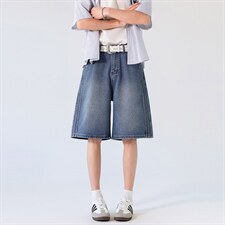 新款美式水洗渐变阔腿牛仔中裤夏季男宽松休闲XZ201-K507P45，男装休闲裤，星座201