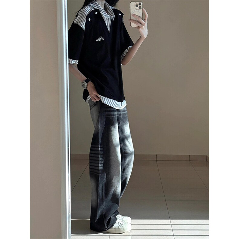假两件套T恤男女拼接设计感XZ610A-T88507-T批40,男装T恤,星座610A
