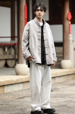 新中式风朝休闲丝绒（紫龙王）重工刺绣加厚立领唐装JK108，男装民族服装，星座305A（原312A-1）