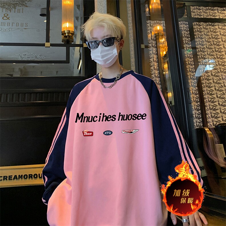 抖音得物供货提供视频秋冬重磅美式宽松织带圆领卫衣0786,男装卫衣,电商A486