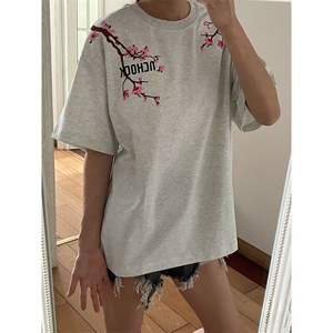 万针全刺绣工艺抖音得物高品质260克重磅纯棉双纱美式高街短袖T恤图片