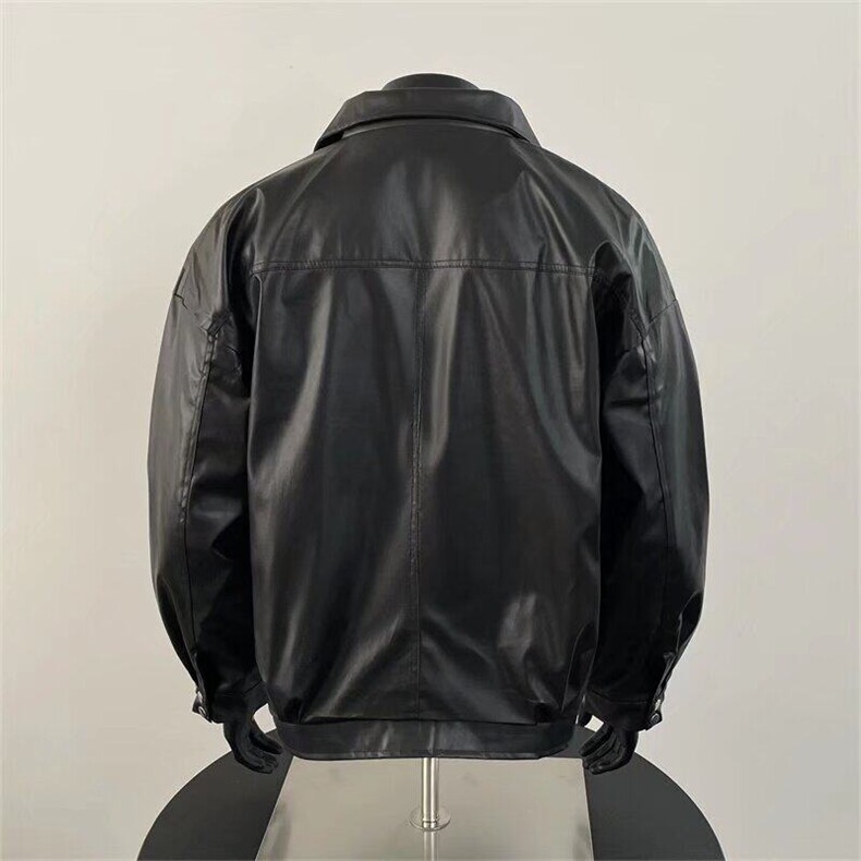 纯色新款直筒型潮流秋季青年韩版高级感皮衣男外套Y1012P58,男装夹克,星座1116-2