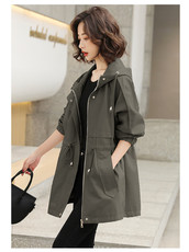 大码女装胖mm中长款风衣外套女春装新款中年妈妈宽松开春休闲上衣，女装风衣，依万里