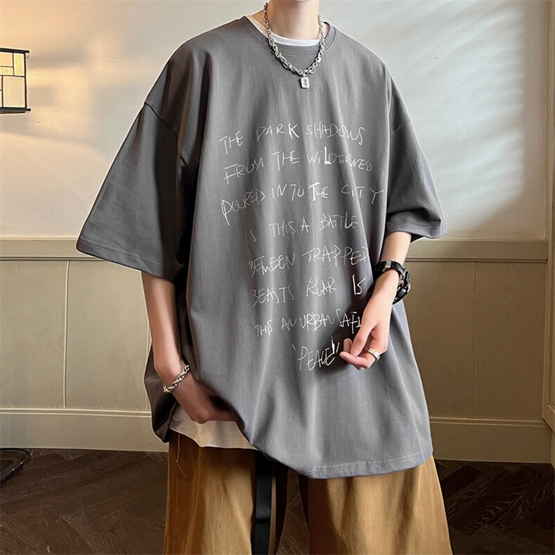 抖音得物二开 现货 220克夏装重磅美式高街宽松短袖t恤 MT154图片
