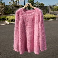 HE|真拉绒！440克加厚A规100%纯山羊绒衫女圆领宽松针织毛衣，女装羊绒衫，诚赞羊绒