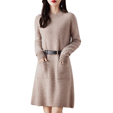 时尚气质针织衫羊毛连衣裙女秋冬2024年新款，女装连衣裙，哲奥羊绒