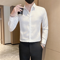 男士提花长袖修身衬衫男新款店主风衬衣301A-1/CS465/P55控75，男装衬衫，星座301A-1