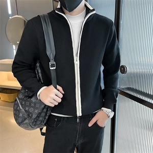 痞帅针织夹克外套男春秋新款韩版潮流修身立领拉链毛衣开衫 S701图片