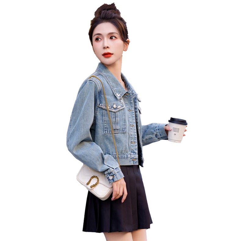 春季新款时尚潮流女装牛仔外套修身显瘦百搭短款夹克,女装牛仔外套,浪花E族（衣布洛）