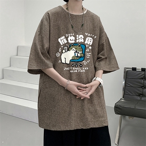 风复古亚麻短袖男棉麻t恤男半袖 ZT71403-P35图片