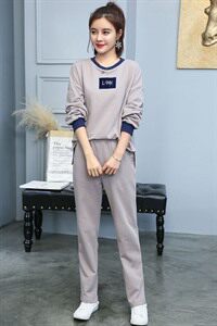2020年春季 韩版 百搭 宽松 休闲 时尚 显瘦 修身  口袋 拼接 圆领图片