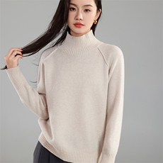 时尚百搭女士半高领针织衫简约气质修身毛衣，女装针织衫/毛衣，奢优羊绒