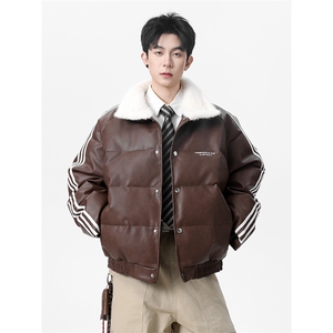 405A 美式高街条纹拼接立领加厚皮棉衣 MY25888-特批120控188，男装棉衣，星座405A