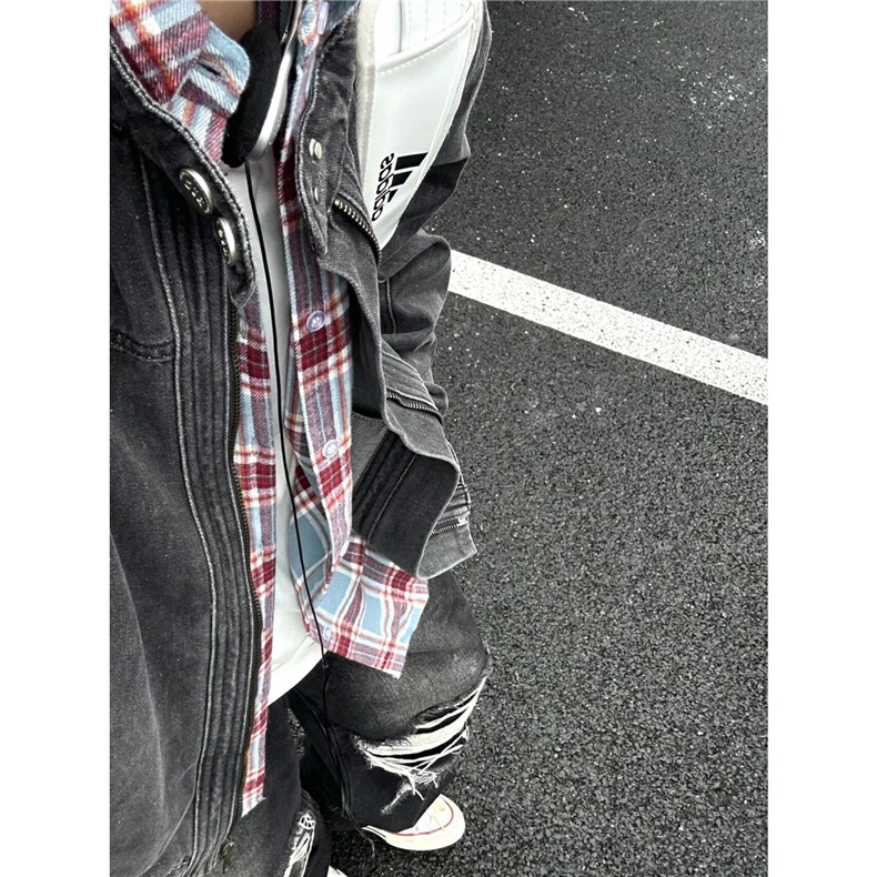 【已出大货】DJK5528-P80美式短款牛仔外套男秋冬季夹克机车外套图片