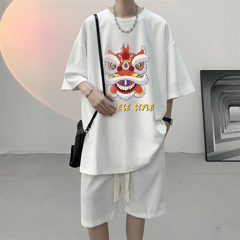 华夫格套装运动短袖t恤套装休闲两件套一套HZ84185-P44,男装T恤,电商A040