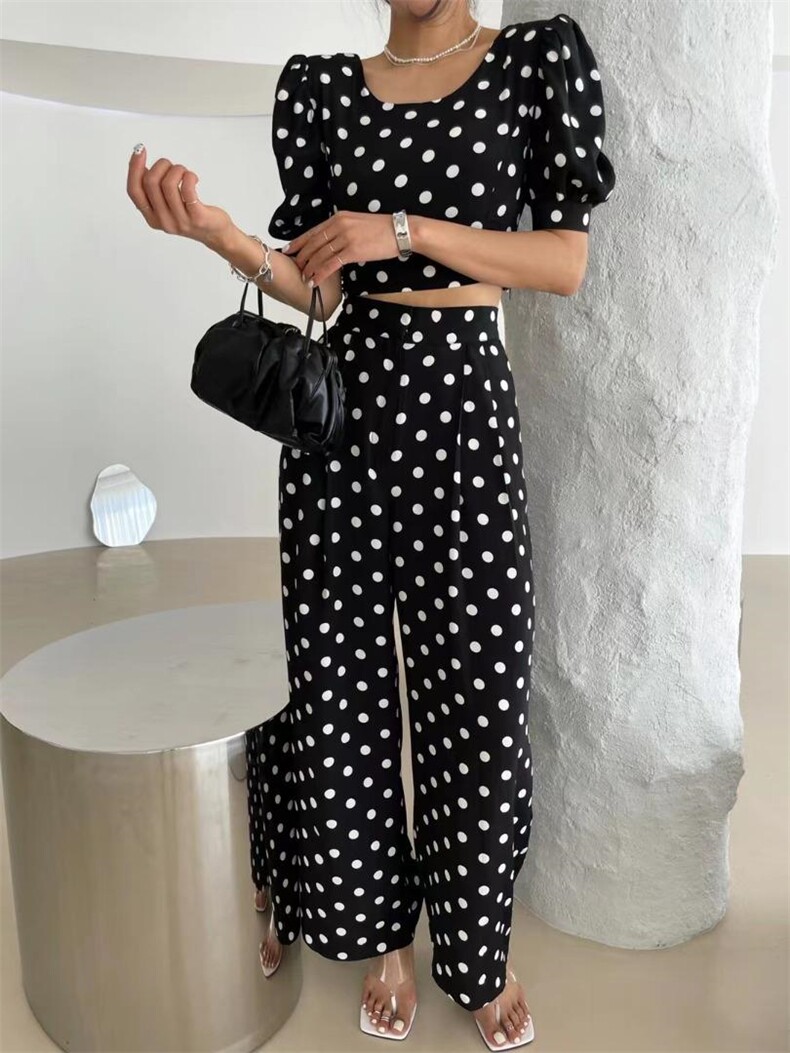 波点套装，女装职业装，露彩