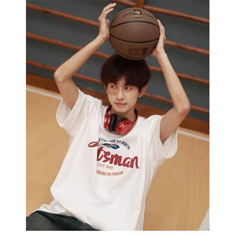 网图美式潮牌纯棉短袖T恤宽松休闲五分袖上衣221-5/T001/特P25，男装T恤，星座221-5