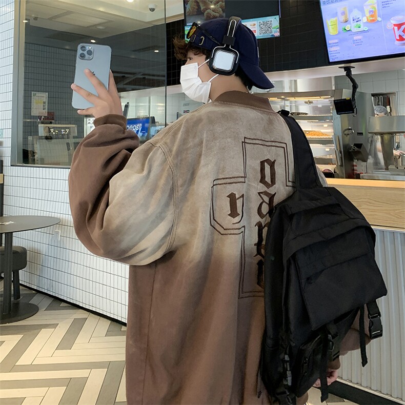 扎染刺绣棒球服外套男港风秋季宽松青少年学生休闲夹克JK0705-P68,男装夹克,星座308B-1
