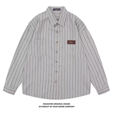 1506/Q3510/P37春秋季潮牌复古学院风条纹长袖衬衫ins情侣衬衣，男装衬衫，星座1506