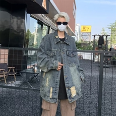 美式休闲拉链设计感牛仔外套男潮牌秋冬港风潮牌百搭上衣韩版夹克，男装夹克，星座716-3