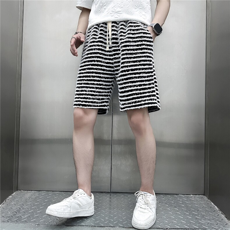 301C-DK34-48控68条纹休闲短裤男潮牌痞帅高级感社会小伙店主风,男装牛仔裤,星座301C（原B323）