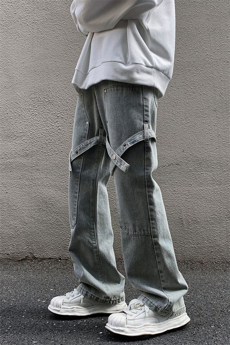 B221美式ins高街小众个性铆钉牛仔裤子LK22070-P60控78,男装牛仔裤,电商B221