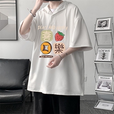 LD54322-P45NASA连帽短袖t恤男大码胖子带帽五分袖中袖，男装T恤，电商A040