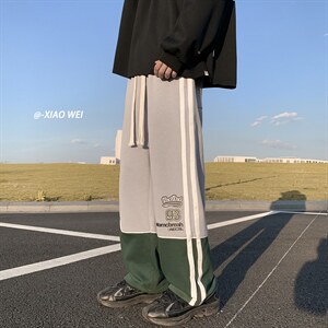 秋装新款卫裤宽松长裤条纹运动裤D329-QM515-P55-控78图片
