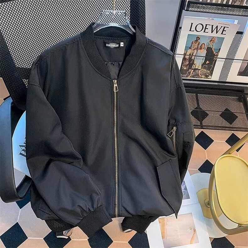 春秋新款纯色立领工装棒球服外套男女复古高街681-P60,男装工装外套,星座1109-3