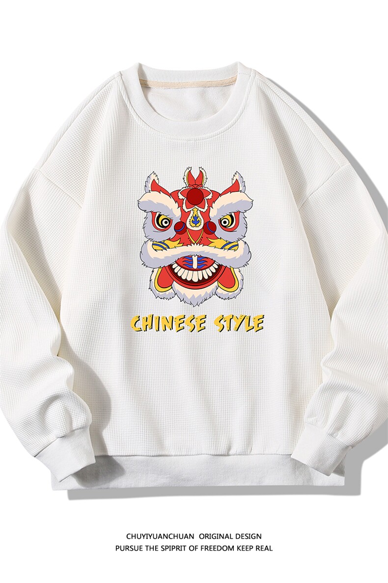 华夫格卫衣圆领卫衣长袖t恤男外套白底HW76185-P30加绒款-P40,男装卫衣,电商A040A