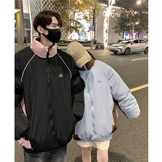 情侣装冬装双面穿条纹织带棉服拼色棉衣休闲外套男G1101P138，男装棉衣，电商A339