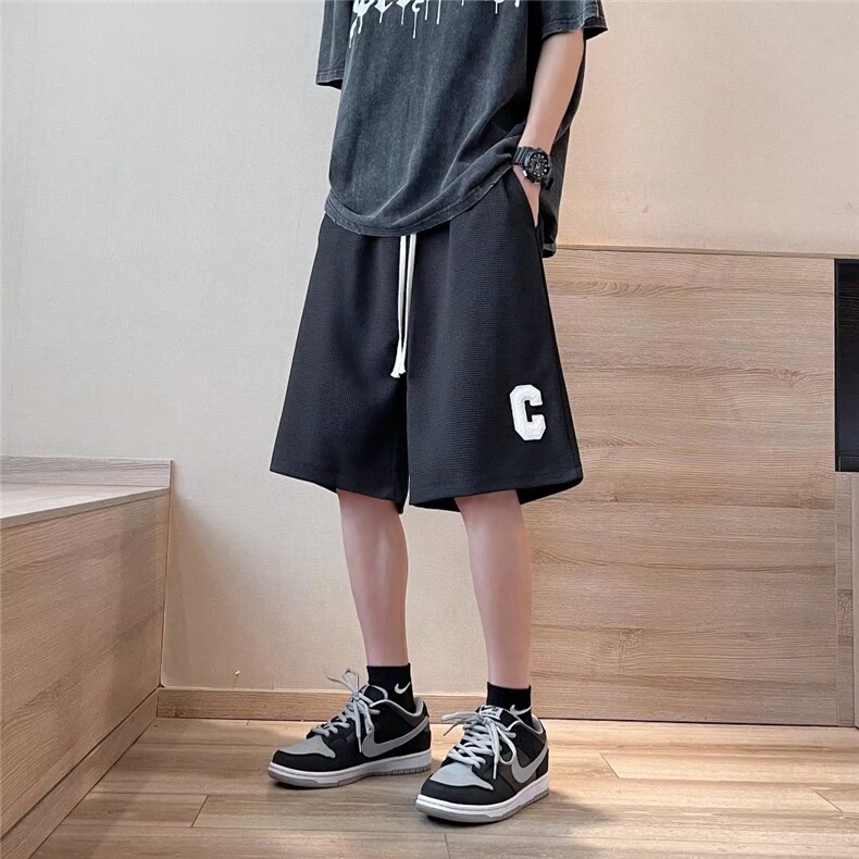 男夏季潮流时尚休闲短裤毛巾刺绣华夫格裤子DK87P22图片