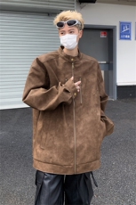 立领机车2024外套男垫肩皮衣春秋美式痞帅青铆钉复古做旧PU皮夹克，男装夹克，星座505-2（原电商A260-1)