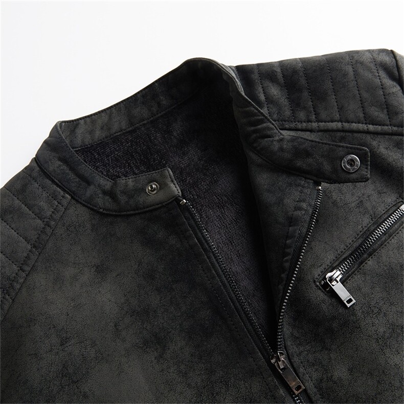 JK893-P100男士加绒皮衣韩版修身帅气机车服立领pu皮夹克外套潮,男装夹克,电商D310B-1