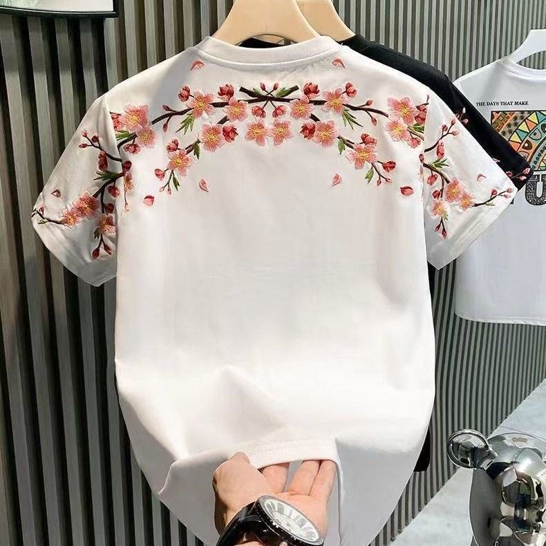 H0851-P35原版重工刺绣220克休闲情侣款短袖t恤，女装T恤，星座617A-2