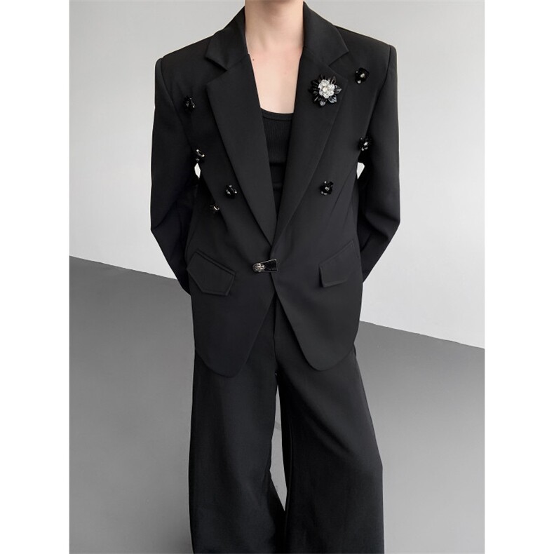 现货25秋冬设计金属花朵重工华丽蹦迪礼服西装外套xz154-p168,男装西服套装,电商B288