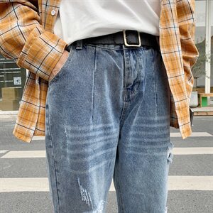 夏季新男士牛仔裤男韩版破洞裤乞丐小脚裤九分图片