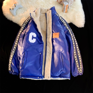 双面穿PU皮衣外套棉衣男加绒情侣棉服面包服棉袄女3323-P90控128图片